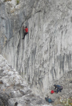 Rock climbing at Malham Cove, in the Yorkshire Dales