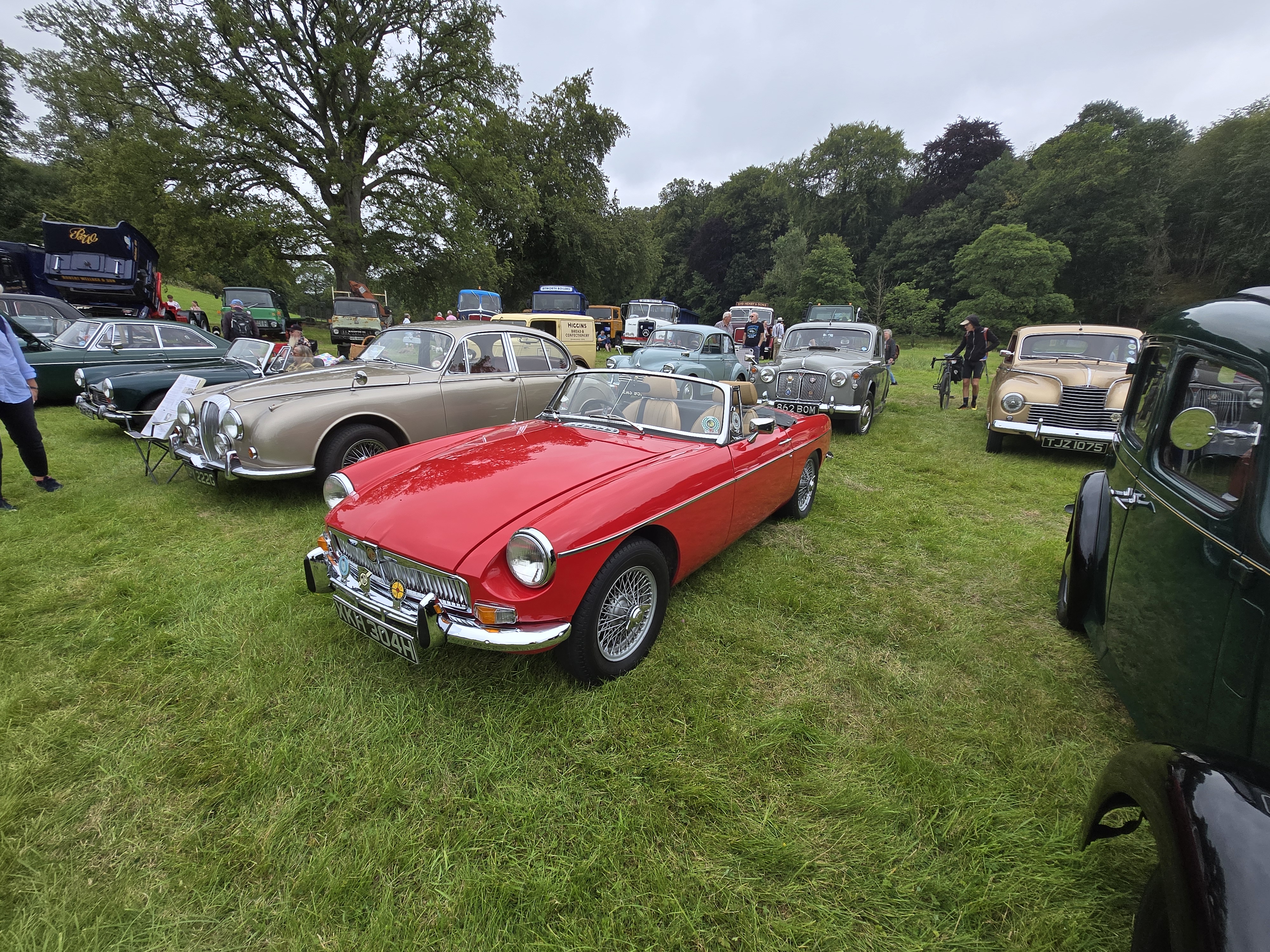 Red MG roadster sports car at Gargrave Show