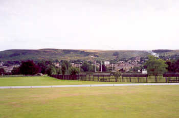 The town of Ilkley, viewed from Ilkley Pool and Lido - looking across towards Ilkley Moor