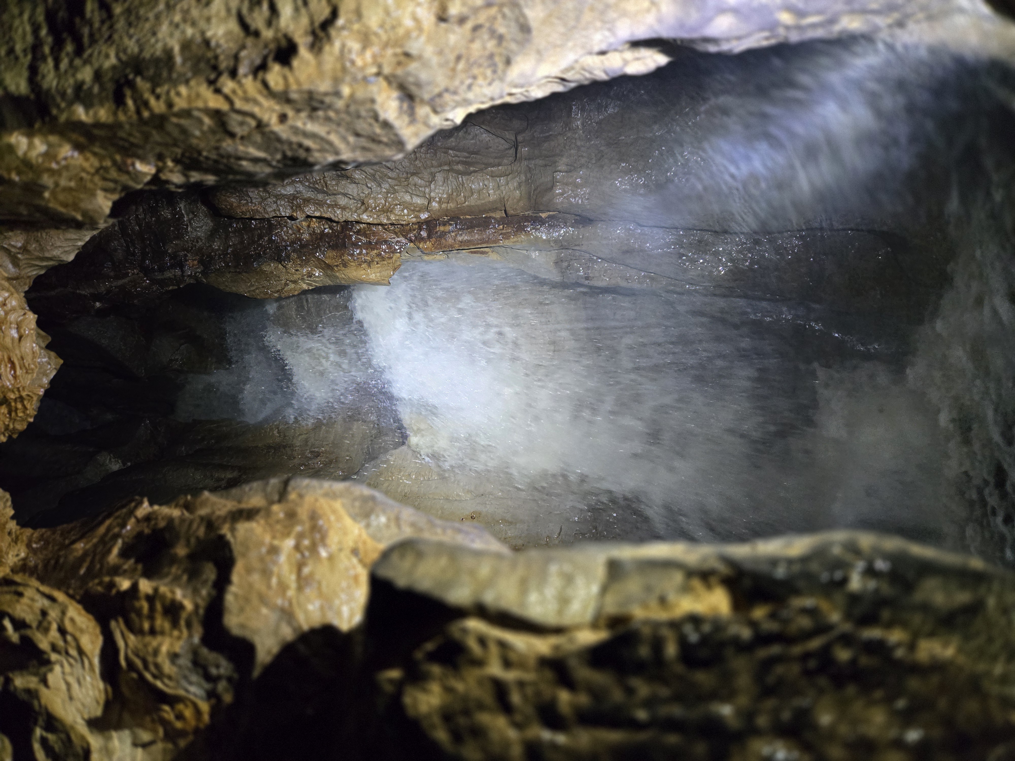 underground waterfall in Yordas Cave